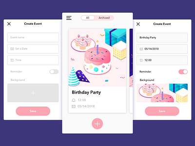 Event Planner App - Create an Event android clean design icons illustration ios mobile modern ui ux web