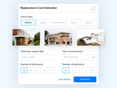 Real Estate Cost Estimator form real estate ui user interface design ux web app widget