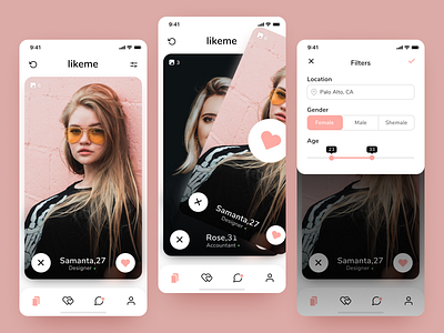 Dating App for iOS - Home screen and Filters dating app filters icons interaction design ios mobile mobile app swiping ui ux