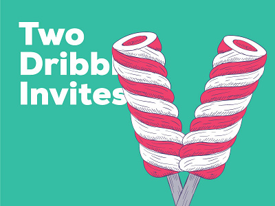2x Dribbble Invites dribbble ice cream illustration invites