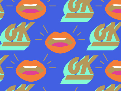Ok! bold illustrative letterform lettering lips mouth neon ok script type typography vibrant