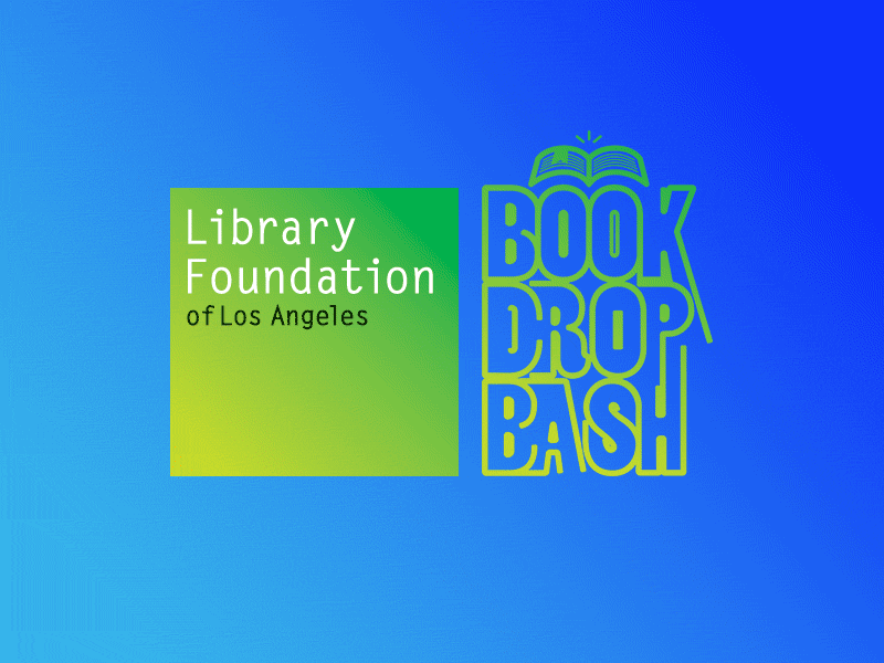 Library Foundation of Los Angeles Book Drop Bash book branding bright downtown identity library lights logo los angeles neon party reading