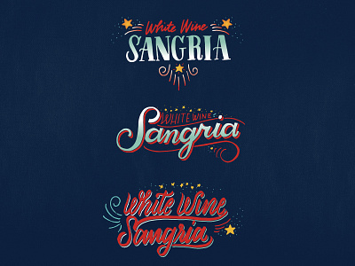 White Wine Sangria calligraphy fireworks fourth of july handwritten letterform lettering melodiepisciotti sangria script stars type typography