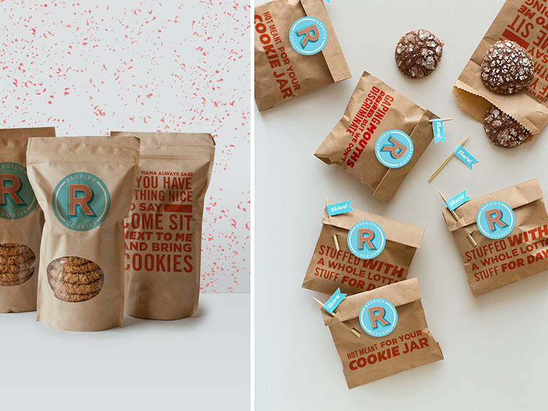 Reggie's Cookies typography logo logotype fun stickers sweets cookies melodiepisciotti identity branding packaging