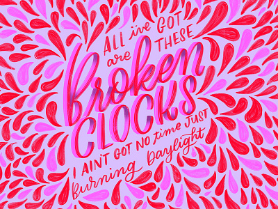 Broken Clocks clocks flourishes handlettering handwritting lettering script sza typography