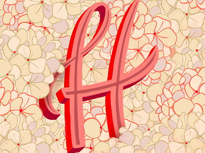 H - Hydrangea alphabet calligraphy create cursive floral hand lettering handwriting hydrangea illustration lettering script typography