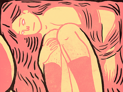 Pomelo 007B - Kirsten 3 color exquisite corpse girl hair illustration nude socks