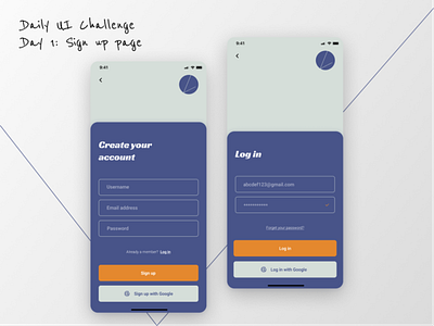 Mobile Sign Up Page from Daily UI Challenge app design mobile mobile design sign up signup ui ux design