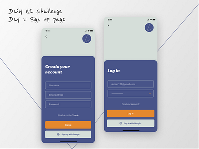 Mobile Sign Up Page from Daily UI Challenge