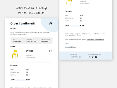 DailyUI Challenge Day 17: Email receipt dailyui dailyui017 dailyuichallenge emailreceipt ui ui017