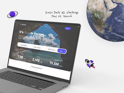 DailyUI Challenge Day22 Search dailyui dailyui022 dailyuichallenge landing page sea searchbar searchbar design travel travel web design travel website traveling travelling web design