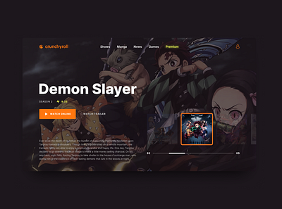 Crunchyroll — anime streaming service anime crunchyroll design streaming service ui ui design ux uxui web design website