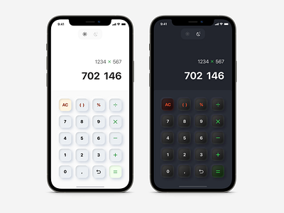 DailyUI 004 — Calculator 004 calculator cha challenge daily dailyui dailyui 004 dark light ui