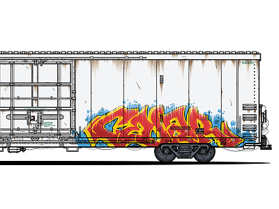 Tropicana Freight | Cedar freighttrain graffiti illustration train tropicana