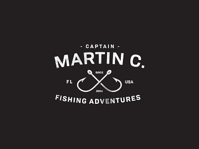 Capt. Martin C Logo adventures branding captain fishing fl hook identity logo miami ocean usa water
