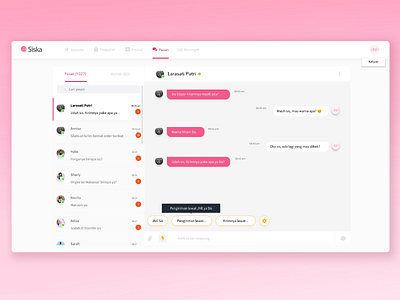 Siska commerce pink ui design uiux web design