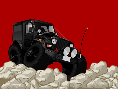 Mahindra Thar 4x4 illustration jeep offroad thar vector