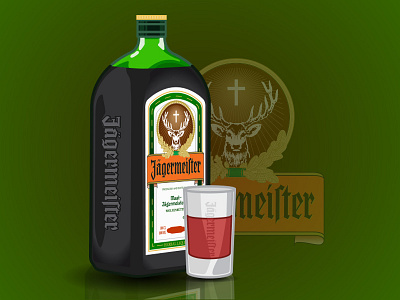 Jagermeister Vector Illustration alcohol alcoholseries herbal illustration jag jager jagermeister liquor vector