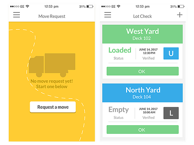 Mobile UI Design Yardview creative suite illustrator logistics mobile app product design uxui design