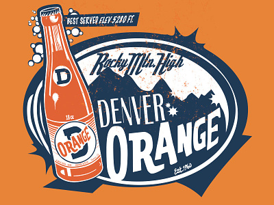 Denver Orange Vintage Tee Design branding creative suite drawing illustration illustrator ink line art logo design pen and ink t-shirt design tee art tshirt art