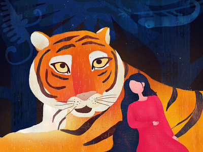 Tiger and girl girl illustration photoshop ps tiger