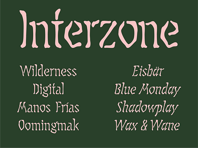 Interzone font design display font font type typography