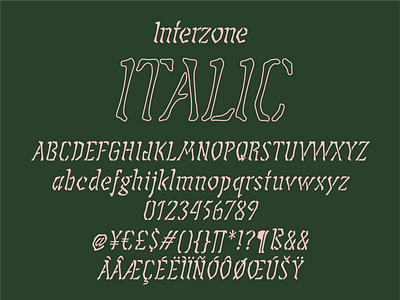 Interzone Italic characters design display font font type typography