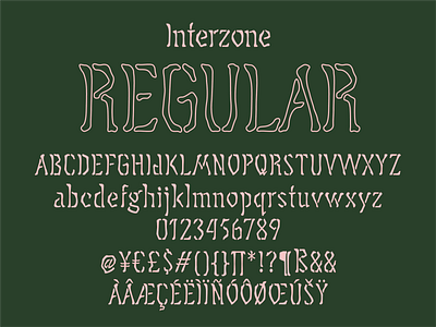 Interzone Regular charaters design display font font type typography