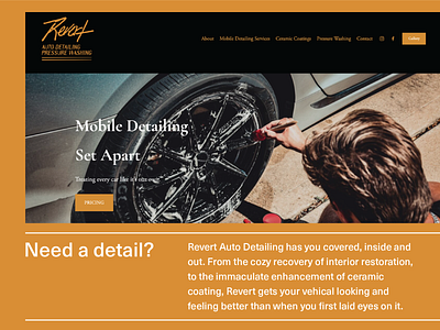 Revert Auto Detailing website branding design display font font typography ui website