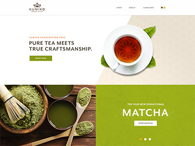 Kumiko Home Desktop design homepage tea website
