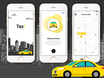 Taxi book app car share iphone6 mockup design taxi booking user interface ux design