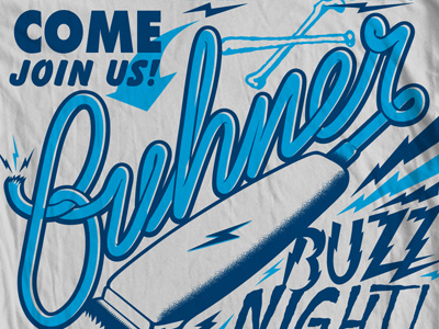 Buhner Buzz Night baseball design illustration type