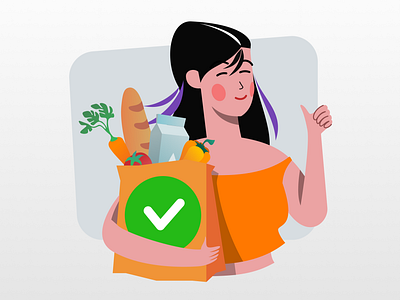 happy girl after online food delivery adobe suite branding flat graphic design illustration ui