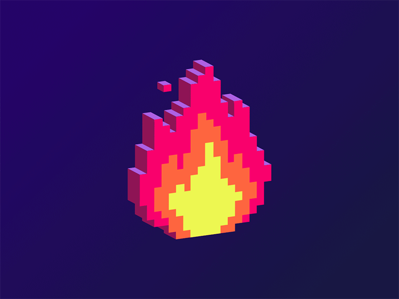 cubic fire 3d animated cubic fire minecraft pixel