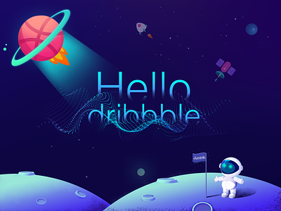 "Hello dribbble !" add magic of the universe