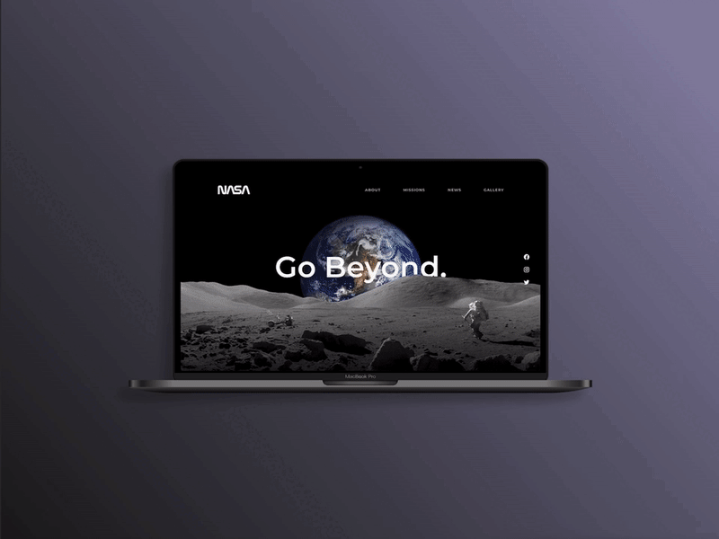 NASA Parallax Web Design app branding dark design gif graphic design minimal nasa parallax scroll space ui website