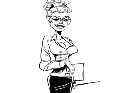 Teacher art cartoon character comicbook dribbble inking scetch teacher woman