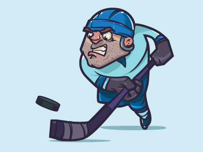 Hockey player cartoon character dribbble hockey player sport team