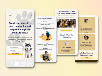 Pet Service landing page conversioncentereddesign conversionrateoptimization dogcoach dogwebsite landingpage landingpagedesigner petgroomer petservicelandingpage pettrainerlandingpage petwebsite servicebasedlandingpage ux webdesigner