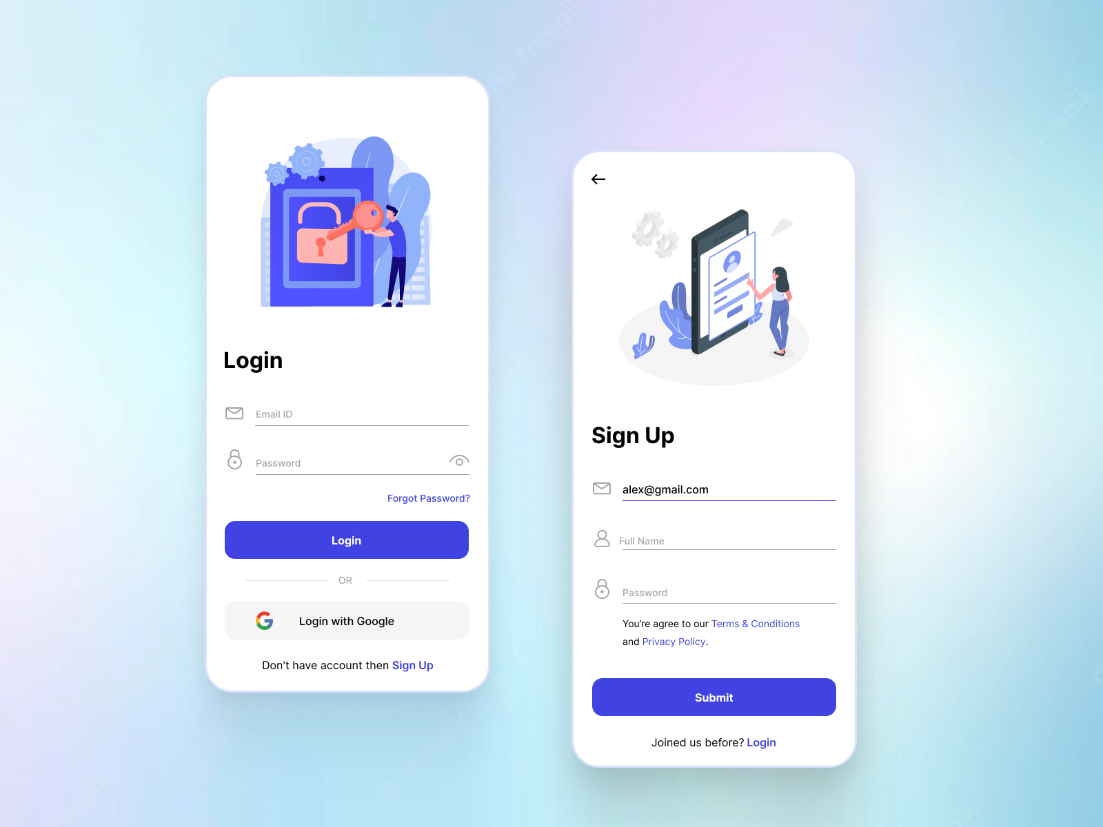 Login signup screen UI design by Hashtag Developer on Dribbble