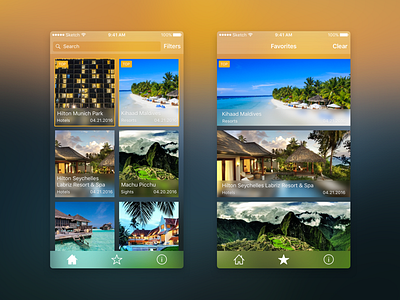 TravelTime Main & Favorites screens android app blur design favorites ios main mobile travel