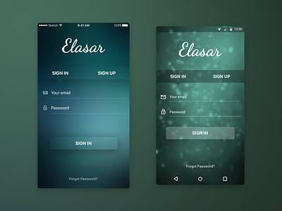 Elasar iOS App - Sign In android app blur design ios mobile sign in sign up