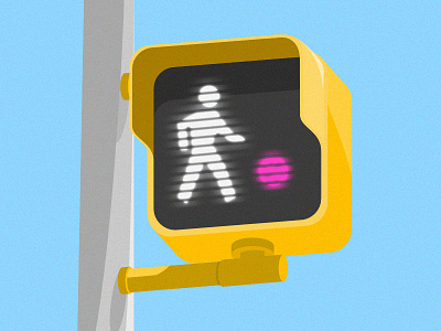 Hello Dribbble design flat grill light hello illustration light pedestrian perspective sign signal traffic light walking signal