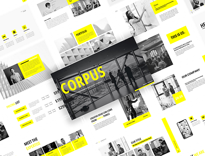 Corpus - Corporate Business Presentation Template agency business company corporate design editable minimalist modern powerpoint presentation professional simple startup template yelow