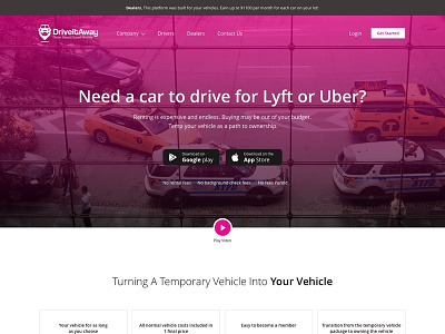 Drive It Away business application cab booking cab service car on rent home page design homepage design landing page lyft online cab provider taxi taxi on rent taxi service uber ui ux design website design