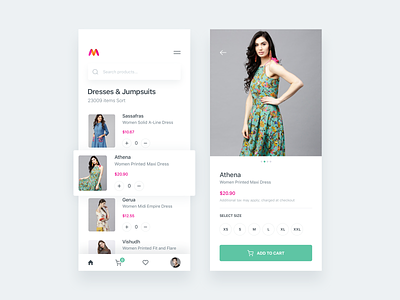 Myntra App Concept app mobile myntra product detail product list search shopping cart ui