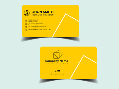 Yellow Color Business Card 3d animation branding business card business card design business card design template card design color design illustration logo minilalstic yellow