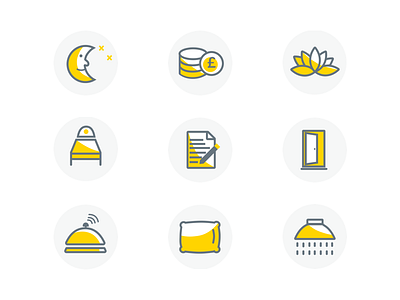 Icons for wellness start-up brand icons lotus meditation nap start up