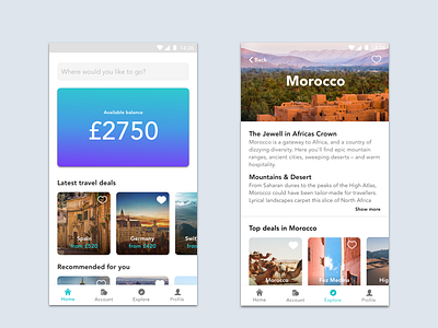 Fintech-Travel app adventure android app design fintech travel ui