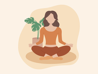 Illustration of meditating woman in lotus position calm design exercise fitness illustration meditation vector wellness woman workout yoga yoga pose zen
